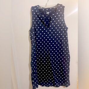 Land’s End Navy Blue Sleeveless Polkadot Dress Size 6
